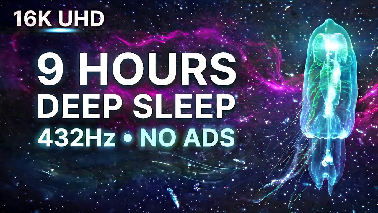 9 Hours Deep Sleep • Bioluminescent Underwater Journey [432Hz]
